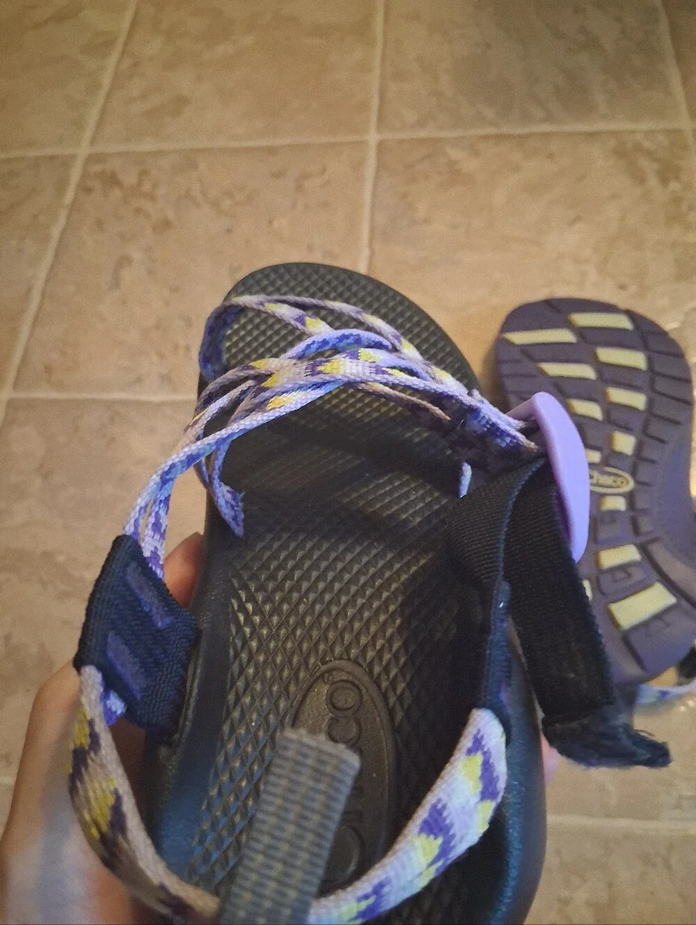 Chaco Kids Sandals Purple Yellow Patterned Straps